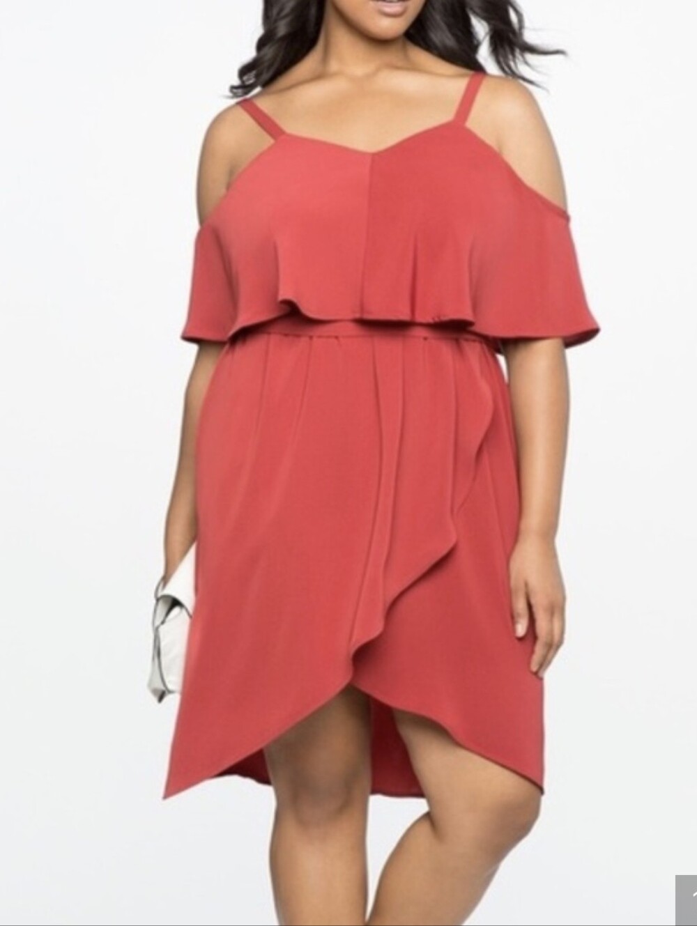 Eloquii Cold Shoulder Batwing Overlay Red Dress Size 20